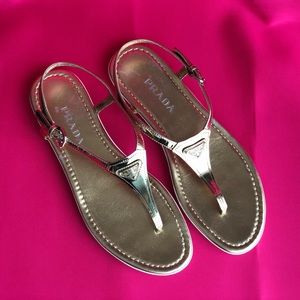 NEVER WORN Gold Prada sandals